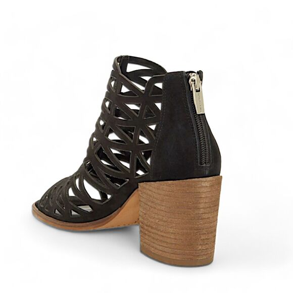 Vince Camuto Black Suede Kevston Stacked Heeled Sandals Size 8 - Picture 6 of 10